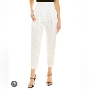 Iro Aoki High Rise White Pleated Trousers Pants Size 36 US 4
